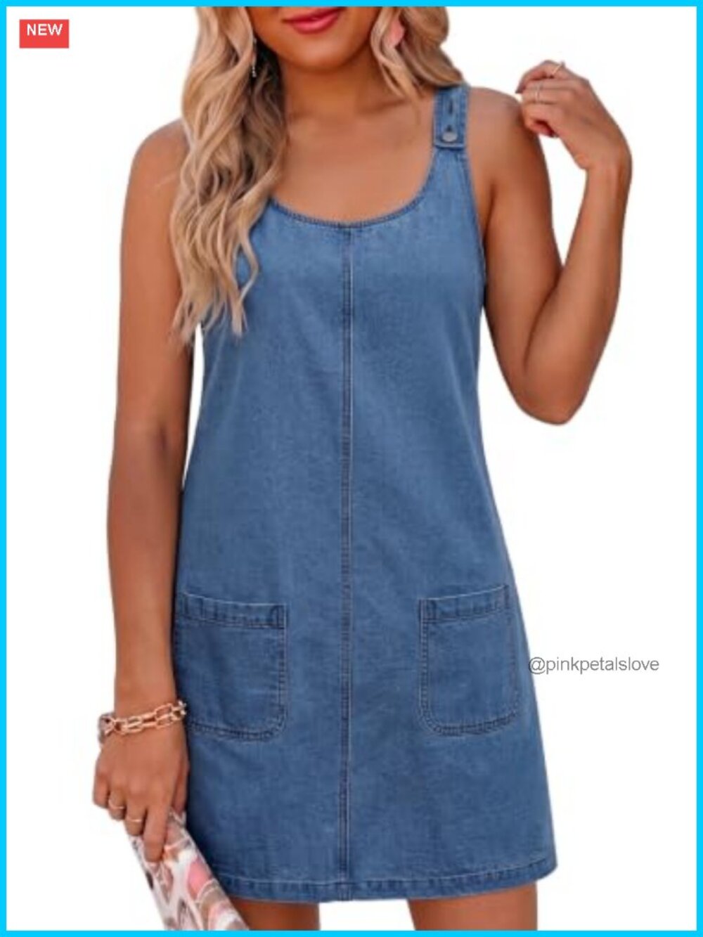 Sleeveless Denim Mini Dress Casual Babydoll Shift Jean Overall Dress
